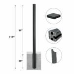 11 ft aluminum alloy fence post for tall privacy fencing