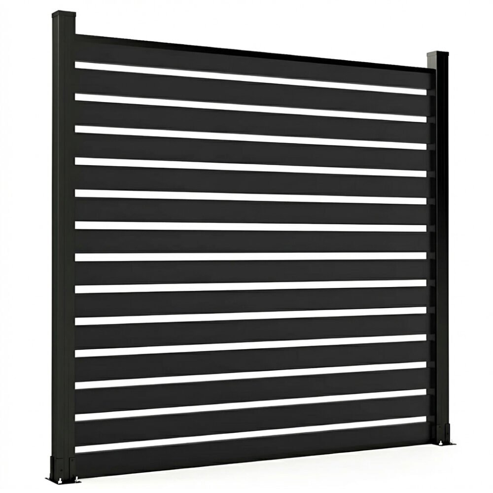 6 ft × 6 ft All-Aluminum Open Slat Fence Panel Kit with 1 Post