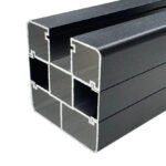 black aluminum composite fence post profile close up cross section