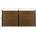 Brown walnut-textured composite fence with black metal frame, 12x6 ft, durable co-extrusion design, perfect for NJ homes.