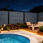 Co-extruded light gray composite fence boards on sale