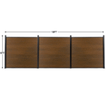 Medium brown composite fence panels with walnut finish, 6ft tall, connected by black metal posts, ideal for NJ backyards.