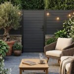 rust proof aluminum privacy gate black powder coated finish