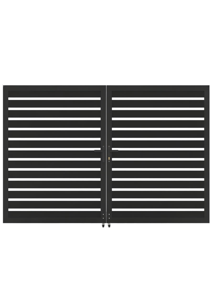 Semi privacy double gate 10ft aluminum driveway gate modern outdoor entrance