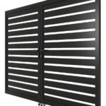black aluminum semi privacy double gate 10ft wide driveway entrance