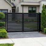 contemporary aluminum double gate semi privacy design for front yard