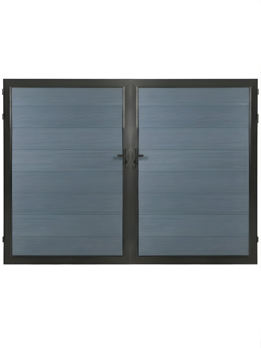 Light gray composite fence gate 10 ft wide 6 ft high modern outdoor privacy gate