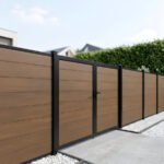 10 ft wide composite fence gate 6 ft high walnut color modern privacy fencing solution