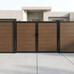 Walnut composite fence gate 10x6 ft outdoor gate for backyard security and style
