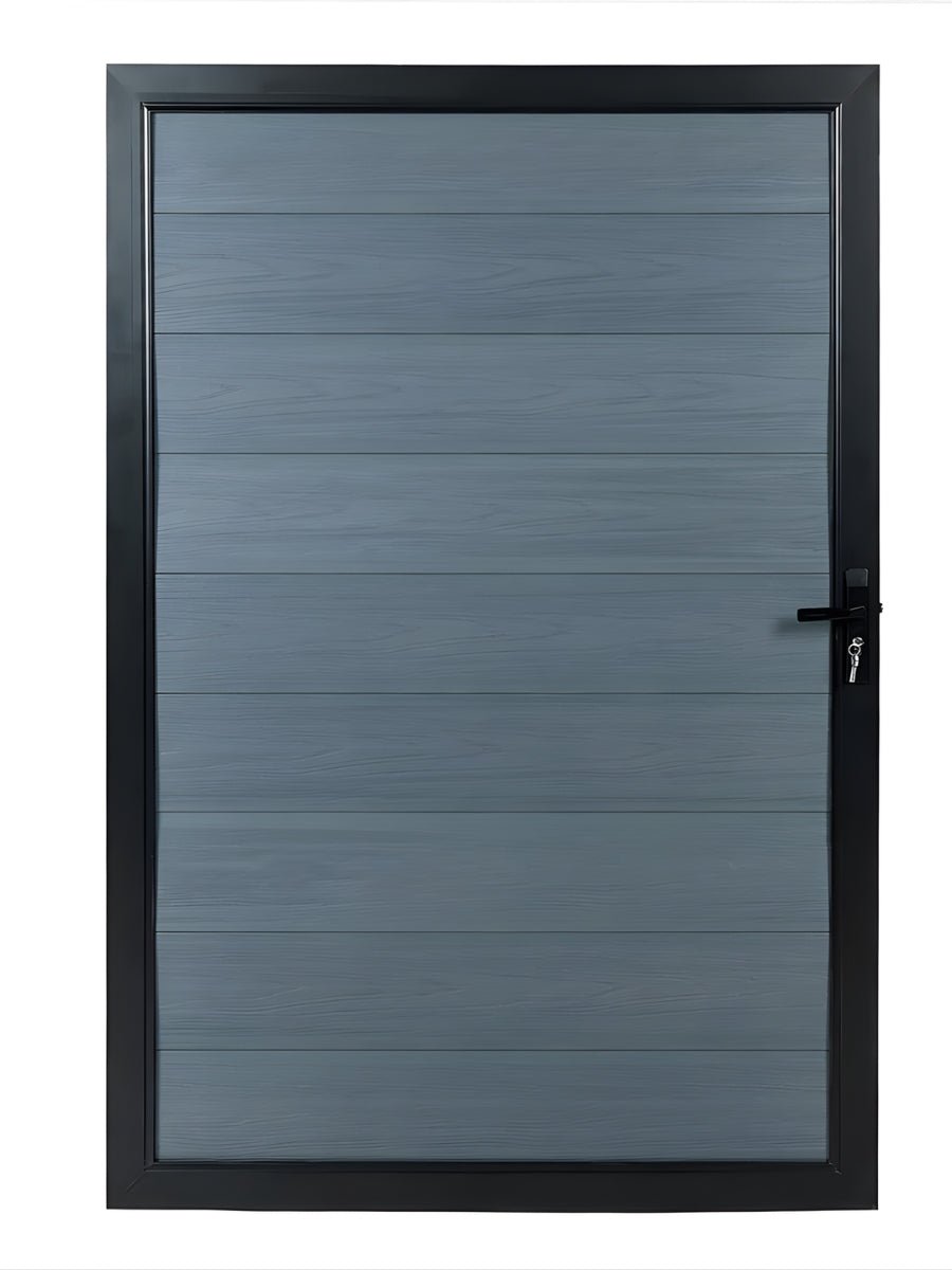 WPC fence gate single light gray color 4x6 ft outdoor composite gate modern design