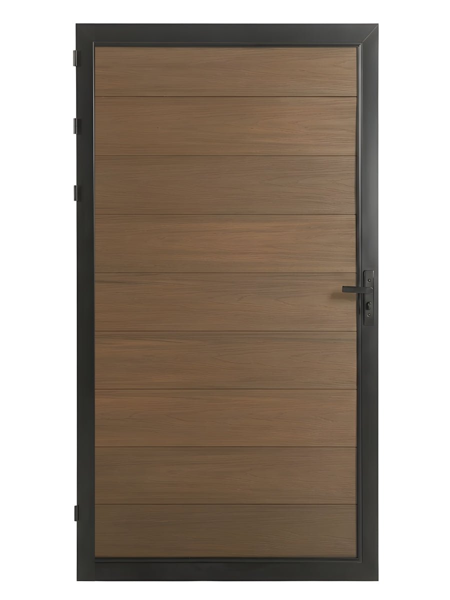 Walnut WPC composite fence gate single panel 3ft x 6ft outdoor privacy gate