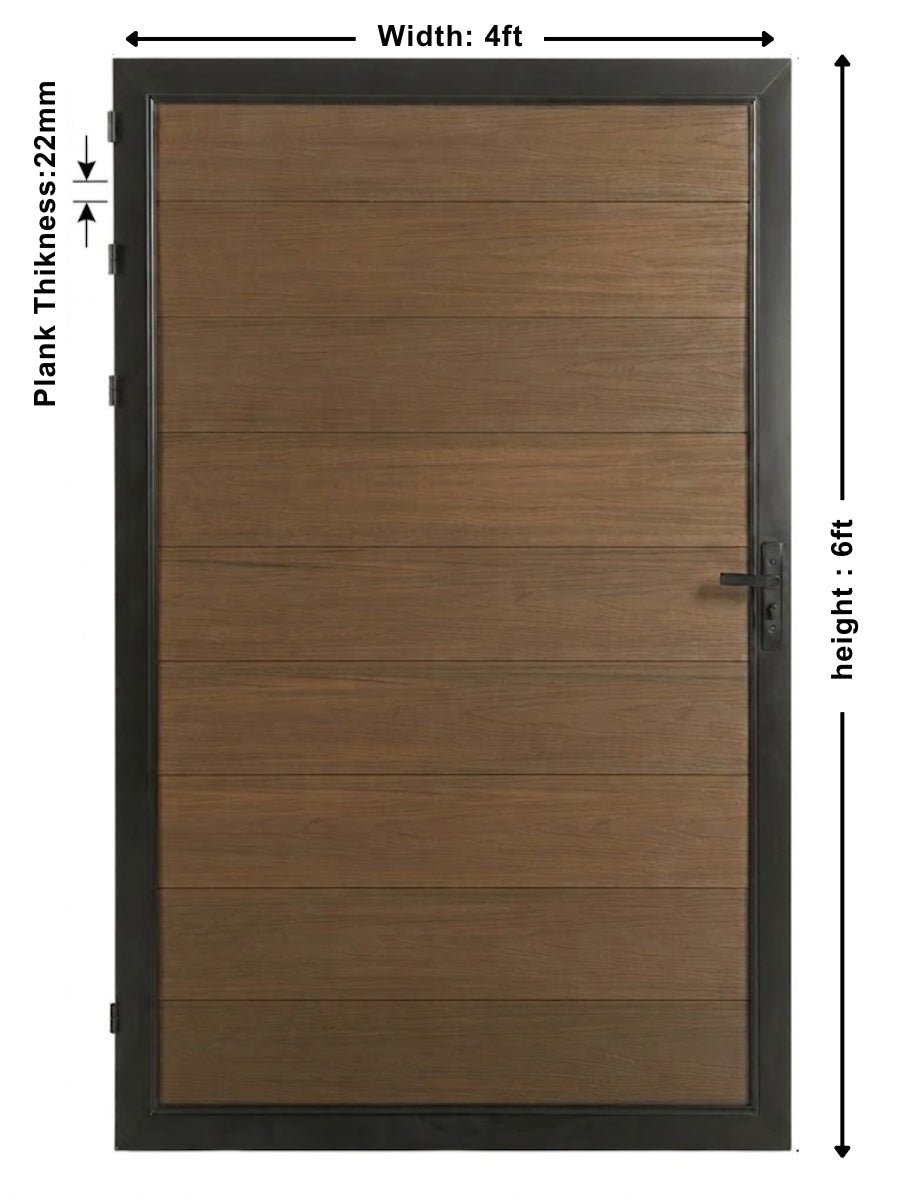 Single WPC fence gate 4x6 feet walnut finish durable outdoor privacy gate