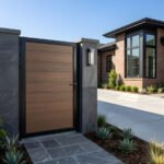 Composite WPC fence gate single walnut finish 4x6 ft outdoor gate panel