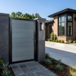 WPC single fence gate light gray color 4x6 ft low maintenance exterior gate