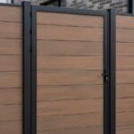 WPC single fence gate walnut color 4x6 ft low maintenance exterior gate
