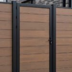Outdoor walnut WPC fence gate for home garden and side entrance