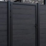 WPC single fence gate black color 4x6 ft low maintenance exterior gate
