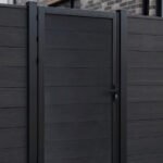 Outdoor black WPC fence gate for home garden and side entrance