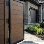 Durable composite fence gate in walnut shade for exterior fencing