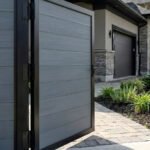 Outdoor WPC fence gate single light gray color 4x6 ft durable composite gate